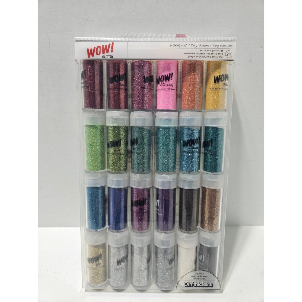 American Crafts WOW! Extra Fine Glitter Set 24 Pack Assorted Colors 27388